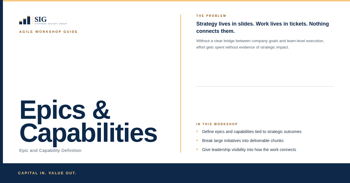 SIG Epics and Capabilities Workshop Guide