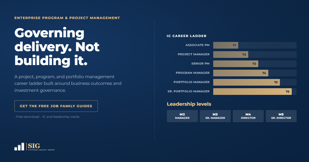 Project management career ladder and EPPM job family from Stephens Insight Group