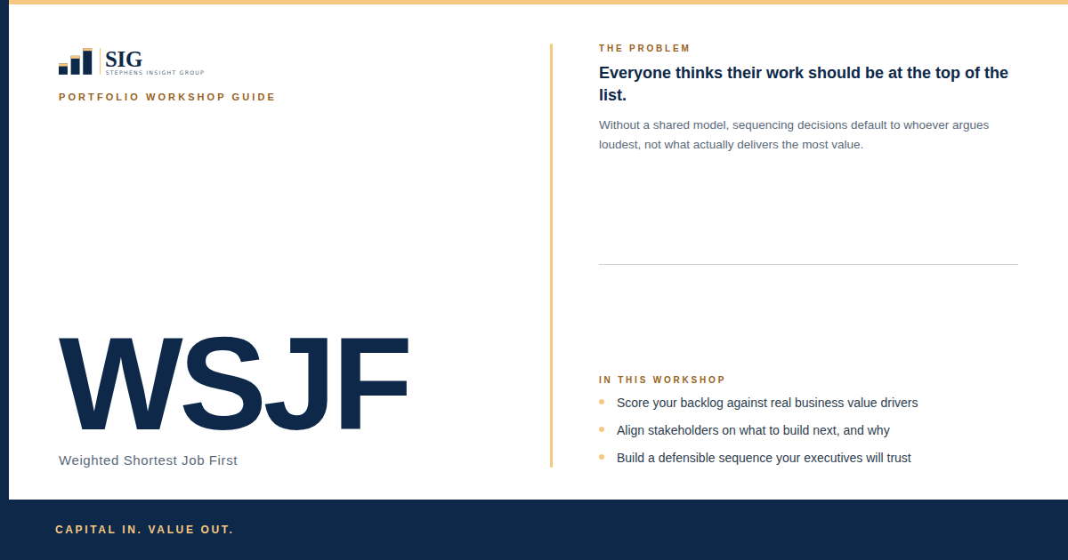 SIG WSJF Weighted Shortest Job First Workshop Guide